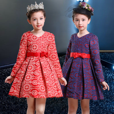 Girls long-sleeved dress children's clothing winter new children plus velvet thick princess dress dress skirt