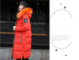 The new cotton padded winter long big girls slim Korean fur collar size feather padded female thickening