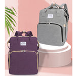 Expandable Crib Diaper Bag Backpack Maroon and Grey