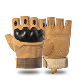 Waterproof Slash-proof touchscreen outdoor multipurpose knuckle guard gloves adjustable wrist tan half finger 