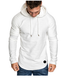Solid color round neck hooded arm zipper stitching European and American long T-shirt