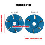 Tungsten Steel Angle Grinder Wood Carving Disc 6 Tooth Flat and Curved Dimensions 