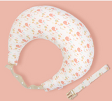 Hands Free Breastfeeding Pillow with Safety Strap White Pink Whale Pattern 
