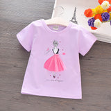 Summer 2021 Korean children's wear children's short-sleeved cotton T-shirt cartoon girls shirt small girl half-sleeved shirt
