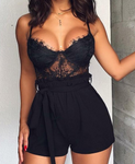 T105 foreign trade explosion models ladies summer lace jumpsuit strap V-neck sleeveless lace sexy one-piece shorts