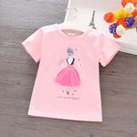 Summer 2021 Korean children's wear children's short-sleeved cotton T-shirt cartoon girls shirt small girl half-sleeved shirt