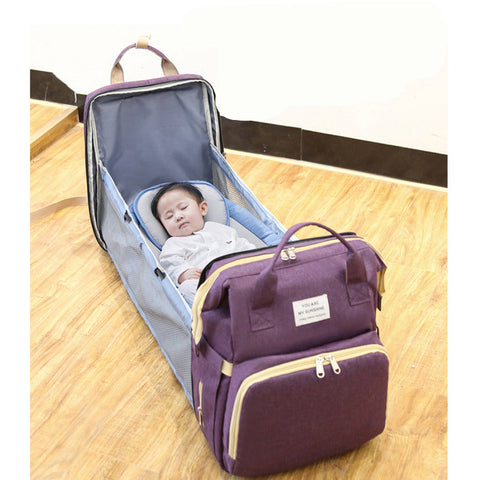 Expandable Crib Diaper Bag Backpack Maroon 