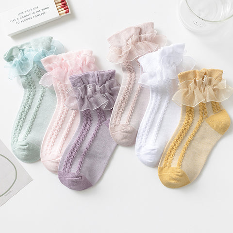 Girls' Double Layer Lace Socks Spring Autumn Winter