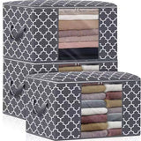 Stackable Cloth Clothing Storage Bags with Reinforced Handles And Viewing Window Gray