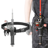 Adjustable Belt with Fishing Pole Support and Equipment Hanging Hooks Example