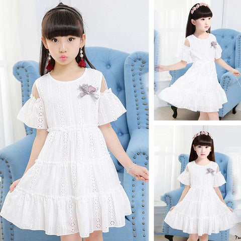 Cute Korean Style Western Style Girls Summer Princess Dress Pure Cotton