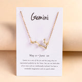 Star Zodiac Sign Necklace Jewelry 12 Constellation Rhinestone Necklaces With Card