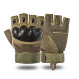 Waterproof Slash-proof touchscreen outdoor multipurpose knuckle guard gloves adjustable wrist green half finger