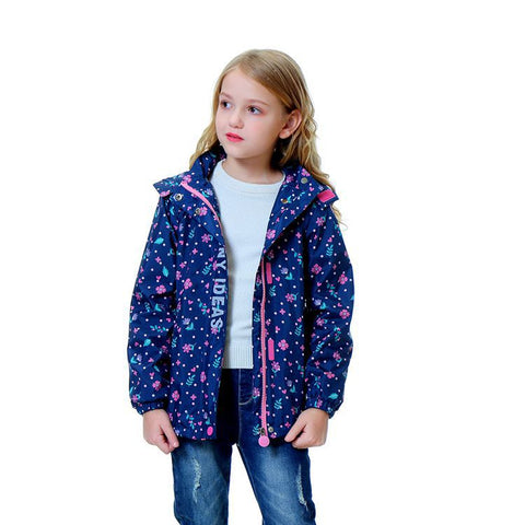 Waterproof Middle-aged Boy's Jacket, Mid-length Girl's Hooded Fashion Jacket