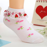 Strawberry Socks Girls Lace Socks Cotton  Children