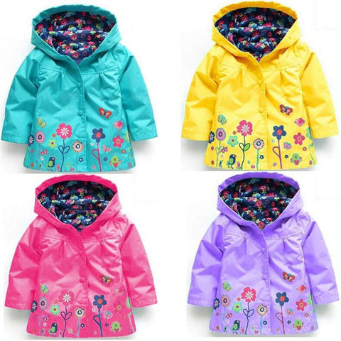 Children's Jacket Girl Cute Flower Windproof Rainproof Jacket Girl Raincoat