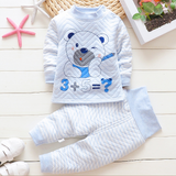 Autumn and winter new children's thermal underwear set boys and girls thickening infant three-layer warm high waist set