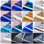 Blue|Gold|Silver Shiny Nail Transfer Foil Sheets x 16