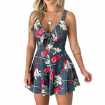 Sexy Suspenders Chest Bow Tie Printed Loose Jumpsuit