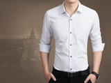 Brand 2021 Fashion Male Shirt Long-Sleeves Tops Polka Dot Printing Mens Dress Shirts Slim Men Shirt Plus Size M-5XL FGT