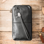 Men's first layer cowhide zipper handbag