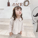 Girls' embroidered large lapel shirt