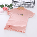 Girls short-sleeved T-shirt bottoming shirt 2021 summer new fruit pattern shirt cotton fungus children's clothing Korean version