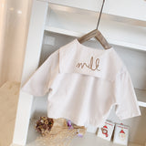 Girls' embroidered large lapel shirt