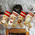 Snowman Old man deer snowflake linen Christmas stockings