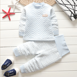 Autumn and winter new children's thermal underwear set boys and girls thickening infant three-layer warm high waist set