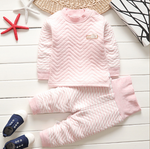 Autumn and winter new children's thermal underwear set boys and girls thickening infant three-layer warm high waist set