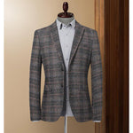 Men's Blazer Striped Jacket Elbow Patch Blazer