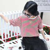 Casual Simple Striped Girls Bottoming Shirt Top