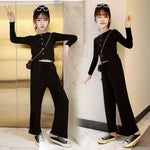 Two-piece Long-sleeved Wide-leg Pants for Girls