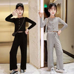 Two-piece Long-sleeved Wide-leg Pants for Girls