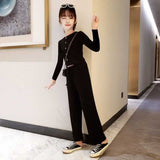 Two-piece Long-sleeved Wide-leg Pants for Girls