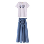 Girls' Trousers And Suspenders Wide-leg Pants Suit