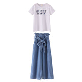 Girls' Trousers And Suspenders Wide-leg Pants Suit