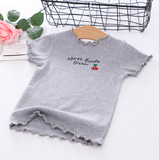 Girls short-sleeved T-shirt bottoming shirt 2021 summer new fruit pattern shirt cotton fungus children's clothing Korean version