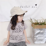 Children's Wear Summer New Girls Korean Letter Print T-Shirt Children's Shirt