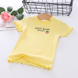 Girls short-sleeved T-shirt bottoming shirt 2021 summer new fruit pattern shirt cotton fungus children's clothing Korean version