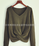 Autumn Sweater Women Casual Winter Woman Sweater Knitting Long Sleeve Solid Color V-neck Sexy Cross Knotted Panel Sweater