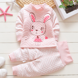 Autumn and winter new children's thermal underwear set boys and girls thickening infant three-layer warm high waist set