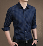 Brand 2021 Fashion Male Shirt Long-Sleeves Tops Polka Dot Printing Mens Dress Shirts Slim Men Shirt Plus Size M-5XL FGT