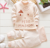 Autumn and winter new children's thermal underwear set boys and girls thickening infant three-layer warm high waist set