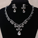 TL106 bridal jewelry high-end Korean diamond alloy necklace, earrings set wedding accessories