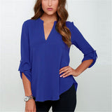 eBay Europe and the explosion of great code female V collar long sleeved chiffon shirt sleeve loose fold 7 color code 8