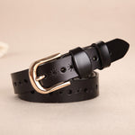 The new women's leather belt leather belt leather ladies hollow retro fashion leather belt all-match Ms.