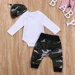 Camouflage trousers + white letters