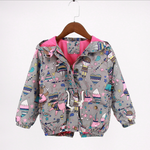 Summer Fall Children's Clothing Tops Girls Casual Boys Girls Jackets Gray & Blue Hooded Jacket Girls